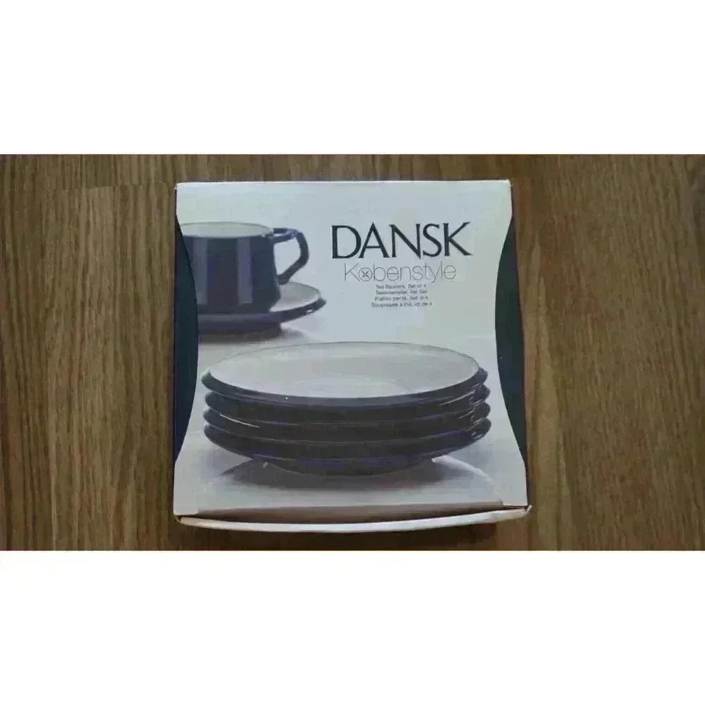 Dansk Kobenstyle Set Of 4 Saucer Plates 8.5" Blue & White New In Box - Picture 15 of 15